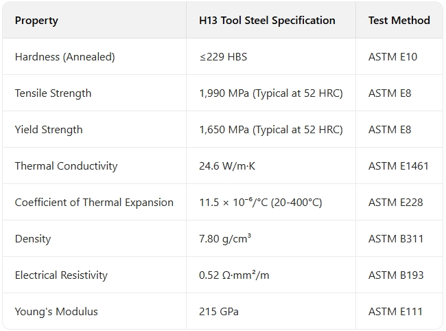 H13/1.2344/X40CrMoV5-1 Tool Steel Technical Specifications