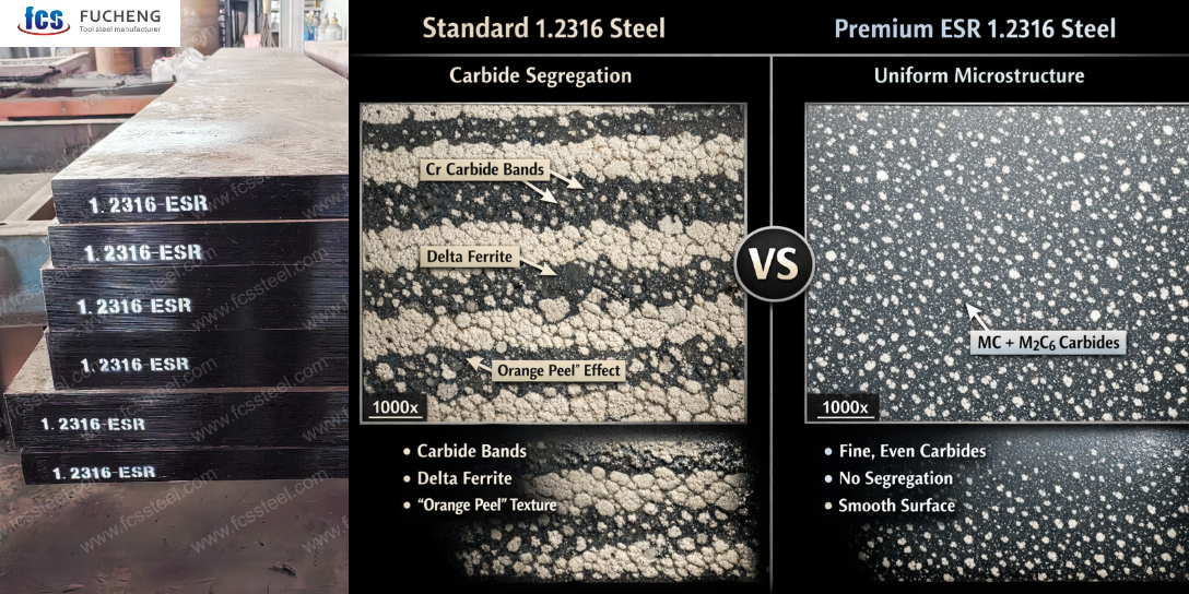 Carbide Segregation & "Orange Peel" in 1.2316 Steel