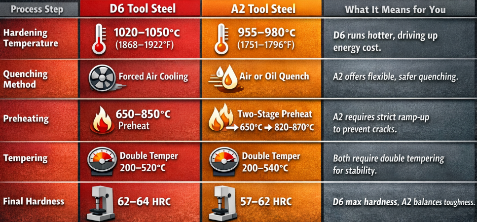 Heat Treatment Comparison: Temp & Hardness