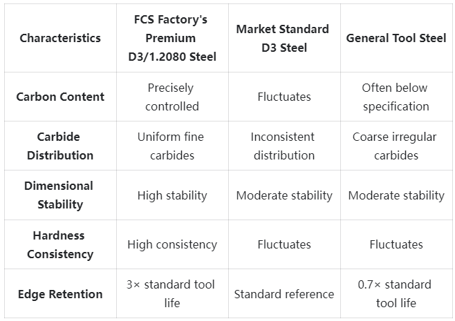1.2080/X210Cr12/D3 Tool Steel Comparison Summary