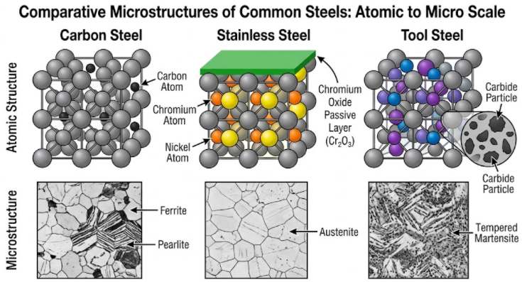 Comparative Microstructure of Commmon steels