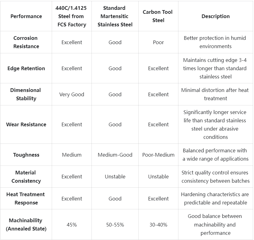 440C/1.4125/X105CrMo17 Tool Steel Competitive Advantage Comparison